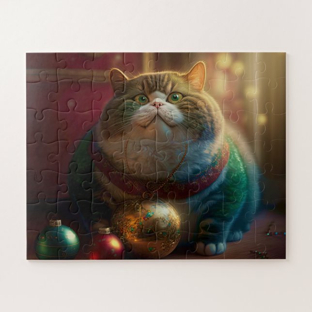 QUEBRA-CABEÇA DE GIGSAW-CHRISTMAS DE GATO FUNNO (Horizontal)