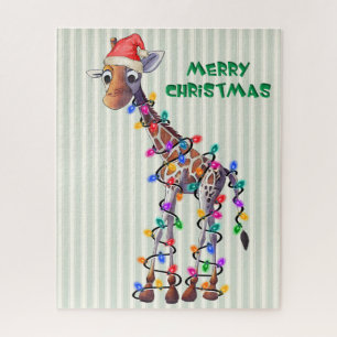 Quebra-cabeça de Girafa de Natal