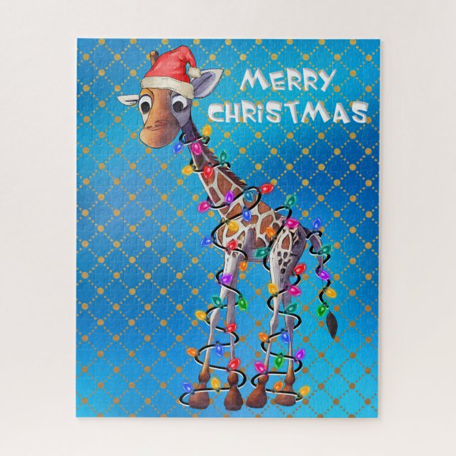 Quebra-cabeça de Girafa de Natal (Vertical)