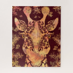 Quebra-cabeça de girafa olhando - Pintura