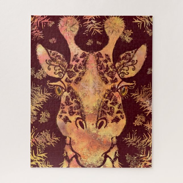 Quebra-cabeça de girafa olhando - Pintura (Vertical)