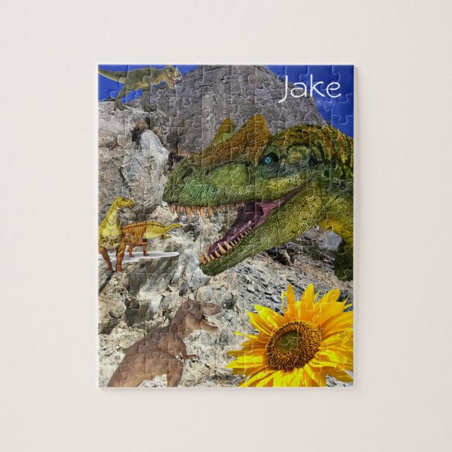 Quebra-cabeça de girassol Dinossaur Floral (Vertical)