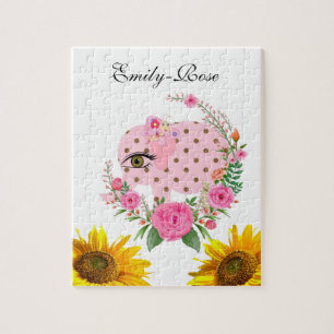 Quebra-cabeça De Girassol, Elefante Rosa, Floral
