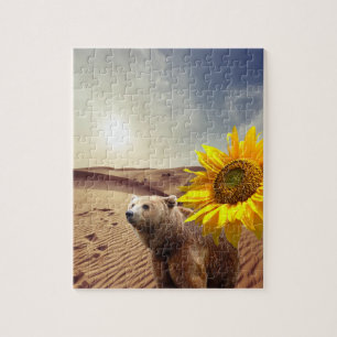 Quebra-cabeça de girassol Urso Floral
