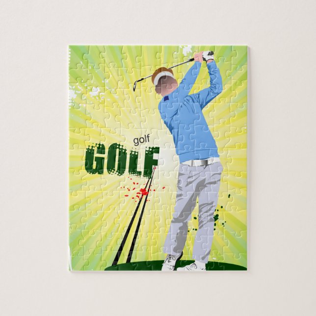 Quebra-cabeça de golfista sunburst com golfista (Vertical)