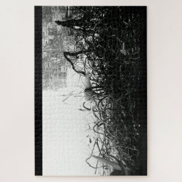 Quebra-cabeça de guindaste preto-e-branco