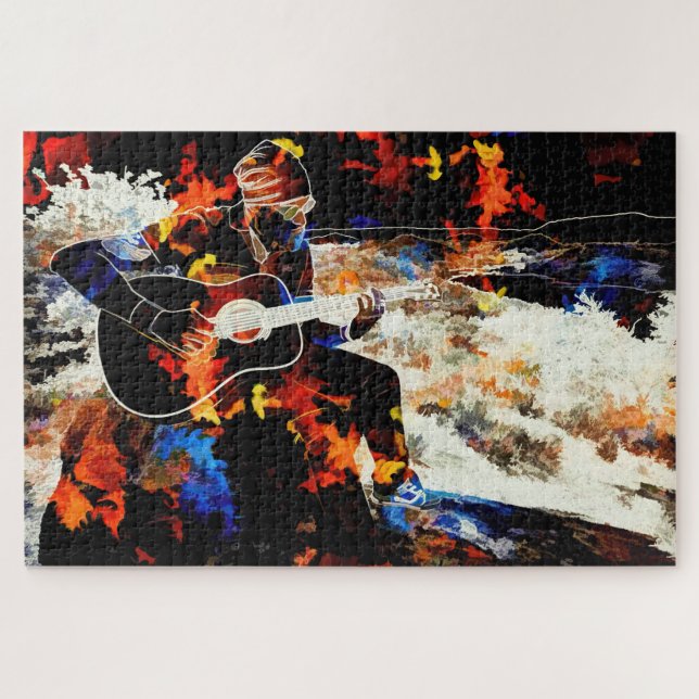 quebra-cabeça de guitarrista abstrato (Horizontal)