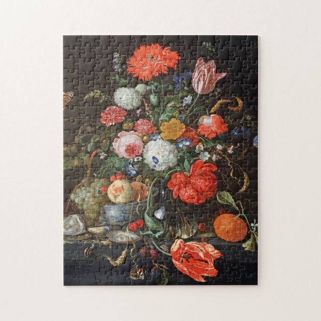 Quebra-cabeça de Heem Flowers Fruta Oysters Painting (Vertical)