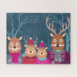 Quebra-cabeça de inverno da família Reindeer