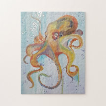 Quebra-cabeça de Jigsaw Octopus Acrylic Canvas por