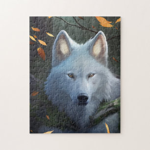 QUEBRA-CABEÇA DE JIGSAW WOLF ART BRANCA