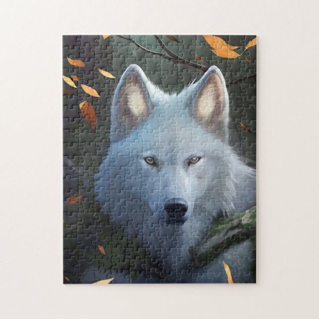 QUEBRA-CABEÇA DE JIGSAW WOLF ART BRANCA (Vertical)