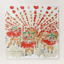 Quebra-cabeça de Jigserra de Dança de Leão Chinês