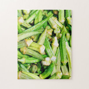 quebra-cabeça de legumes verdes okras