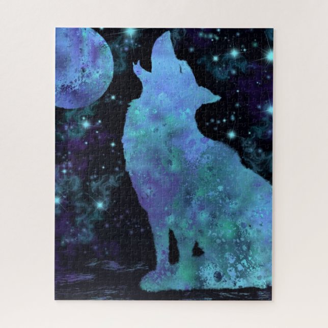Quebra-cabeça de Lobo e Lua - Pintura (Vertical)