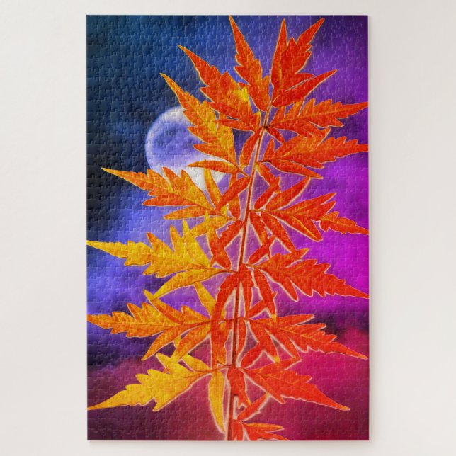 Quebra-cabeça de Lua e Folha (Vertical)