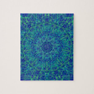 Quebra-cabeça de mandala azul brilhante