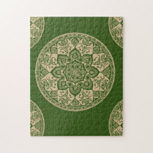 Quebra-cabeça de Mandala Verde para Relaxamento Mi