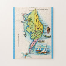 Quebra-cabeça de Mapa Antigo de Delaware Maryland