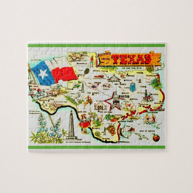 Quebra-cabeça de Mapa de Cartão Postal do Texas (Horizontal)