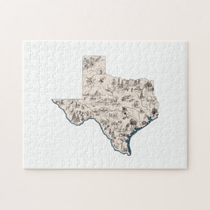 Quebra-cabeça de Mapa de Imagens do Texas Vintage