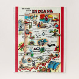 Quebra-cabeça de Mapa Vintage Indiana 16x20