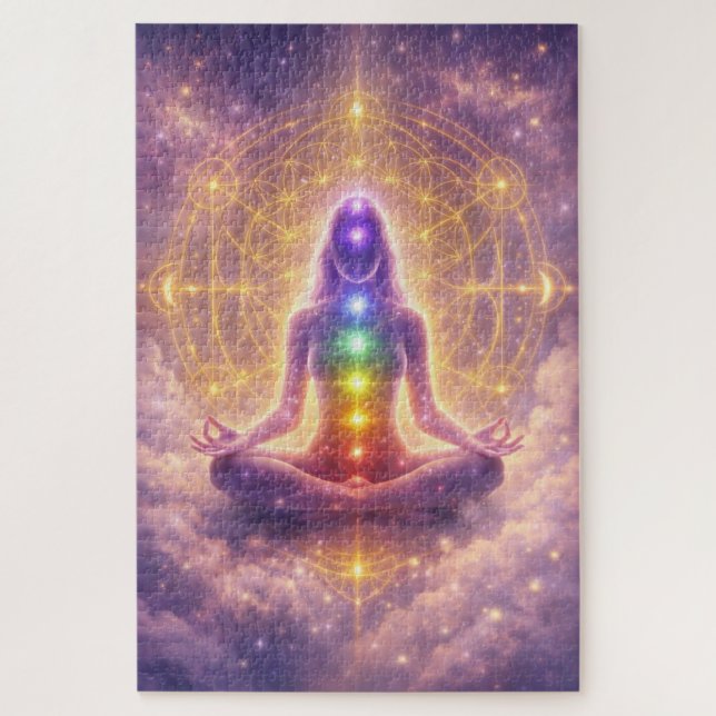 Quebra-Cabeça de Meditação Chakra Arte Espiritual (Vertical)