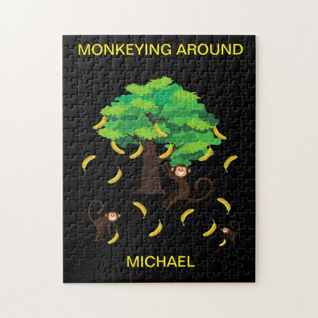quebra-cabeça de "Monkeying Around" com nome de cr (Vertical)