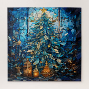 Quebra-cabeça de Natal Azul com Vidro Estreito