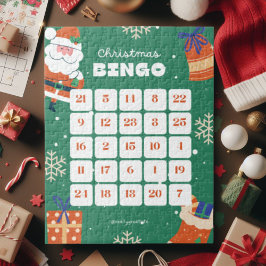 Quebra-cabeça de Natal Branco Verde Bingo Jigsera