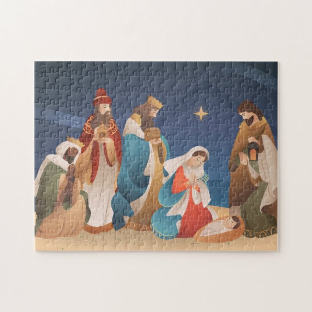 Quebra-cabeça de Natal da Cena de Natividade (Horizontal)