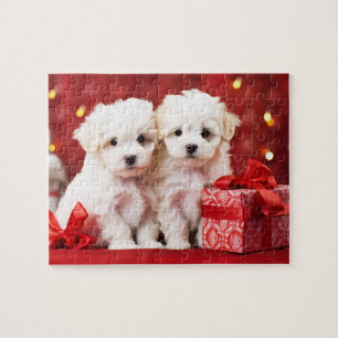 Quebra-cabeça de Natal Festivo Puppy Duo