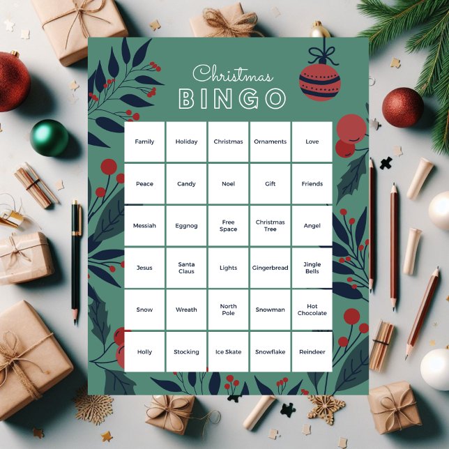 Quebra-cabeça de Natal Floral Verde Bingo Jigsera (Criador carregado)