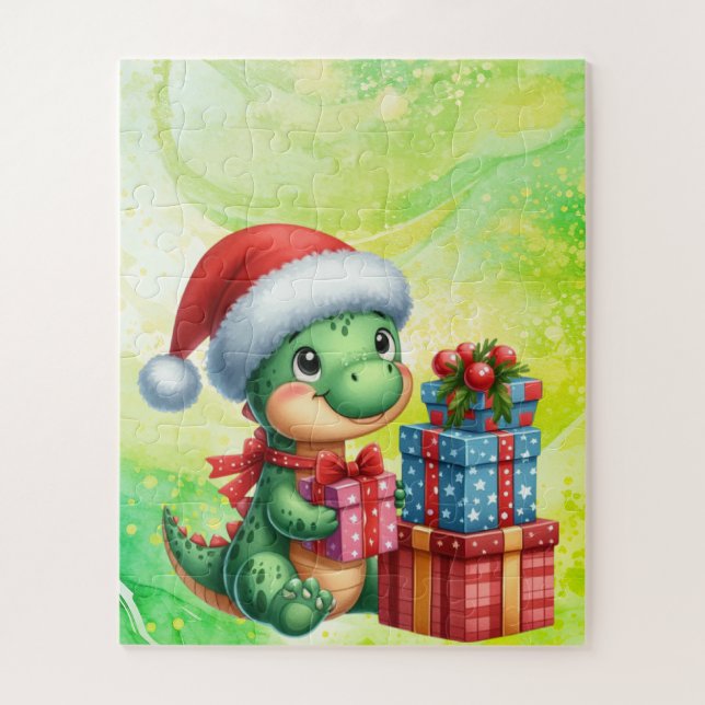 Quebra-cabeça de Natal para crianças verdes e boni (Vertical)