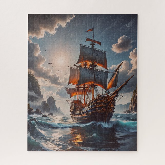Quebra-cabeça de navio pirata (Vertical)