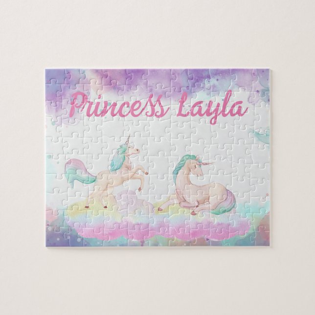 Quebra-cabeça de Nome Filho do Unicorn Personaliza (Horizontal)