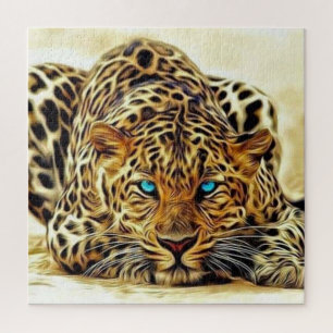 Quebra-cabeça de Olhos Azuis do Leopardo em Tendên