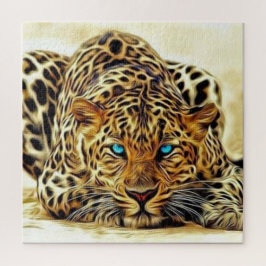 Quebra-cabeça de Olhos Azuis do Leopardo Trending
