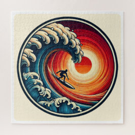 Quebra-cabeça de Onda Sunset do Surfer