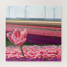 Quebra-cabeça de Paisagem: Campo de Tulipas Púrpur