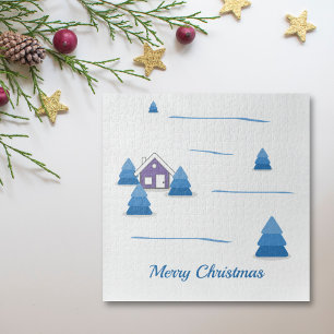 Quebra-cabeça de Paisagem de Neve da Aquarela de N