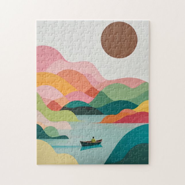 Quebra-cabeça de Paisagem Minimalista do Lago - Ar (Vertical)