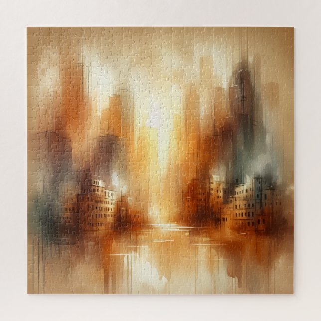 Quebra-cabeça de Paisagem Urbana Abstrata (Vertical)