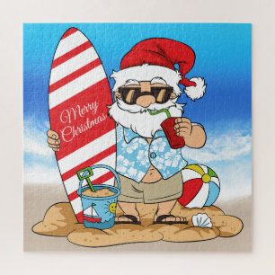 Quebra-cabeça de Papai noel de placa de surfboard