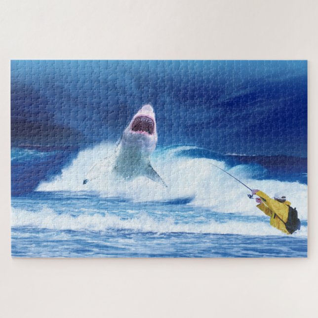 Quebra-cabeça de pesca de tubarão náutico oceano (Horizontal)
