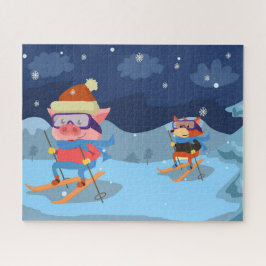 Quebra-cabeça de Pig e Fox Skiing