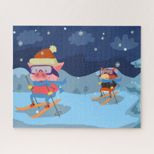 Quebra-cabeça de Pig e Fox Skiing