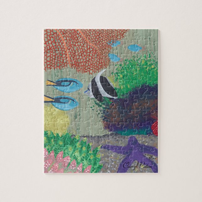 Quebra-cabeça de pintura de peixes tropicais color (Vertical)