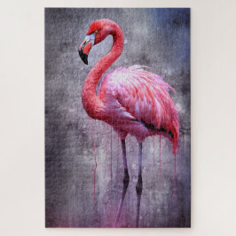 Quebra-cabeça de pintura de tinta flamingo rosa