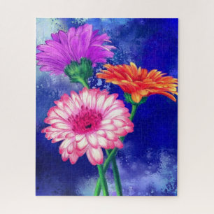 Quebra-cabeça de pintura Gerberas a três cores